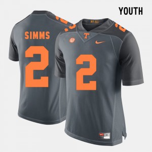 College Football Grey For Kids #2 Matt Simms UT Jersey 966002-810