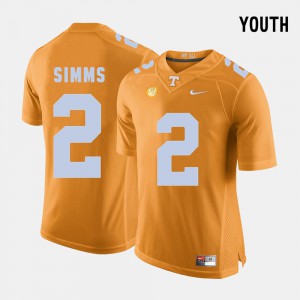 Youth(Kids) #2 Orange College Football Matt Simms UT Jersey 782865-376