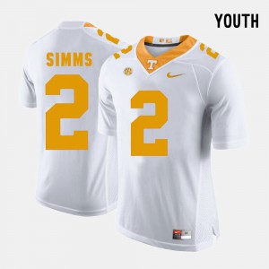 Matt Simms UT Jersey College Football White #2 Youth(Kids) 914117-463