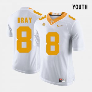 #8 College Football White Youth(Kids) Tyler Bray UT Jersey 709320-676
