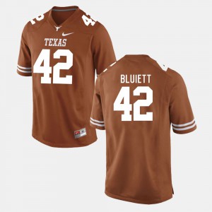For Men's Burnt Orange #42 Caleb Bluiett Texas Jersey College Football 174683-867