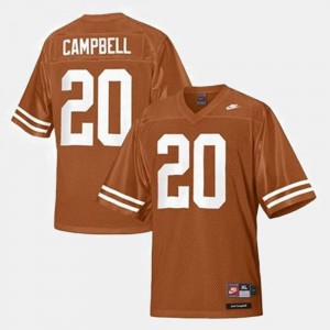 Orange Youth(Kids) Earl Campbell Texas Jersey College Football #20 885467-567