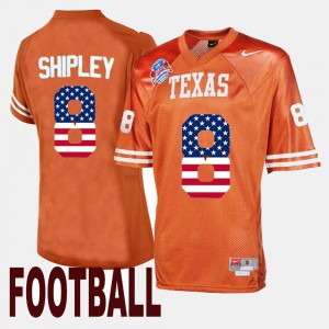For Men's Throwback Orange #8 Jordan Shipley Texas Jersey 910450-996