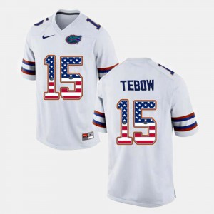 For Men White Tim Tebow Gators Jersey #15 US Flag Fashion 934160-410