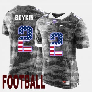 Trevone Boykin TCU Jersey Gray #2 For Men US Flag Fashion 353807-982