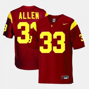 Red Youth(Kids) #33 College Football Marcus Allen USC Jersey 905381-197