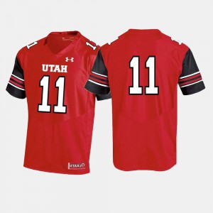 #11 Men's College Football Red Utah Jersey 327517-669