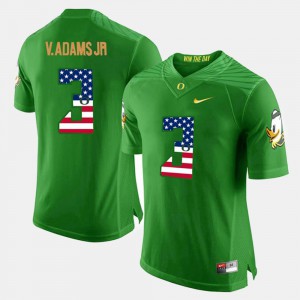 Men's Green #3 US Flag Fashion Vernon Adams Jr Oregon Jersey 372140-976