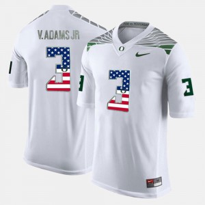 Vernon Adams Jr Oregon Jersey #3 White Men's US Flag Fashion 358279-426