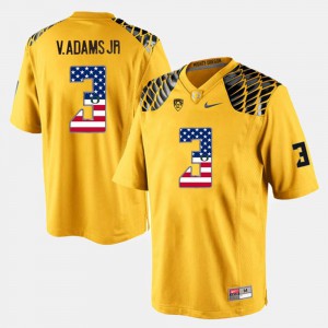 Yellow Men's US Flag Fashion Vernon Adams Jr Oregon Jersey #3 146058-978