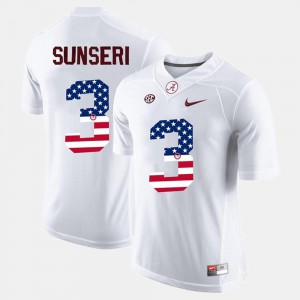 For Men #3 White US Flag Fashion Vinnie Sunseri Alabama Jersey 961209-296
