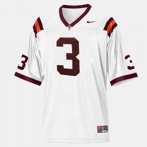 For Kids Virginia Tech Jersey #3 White College Football 745051-957