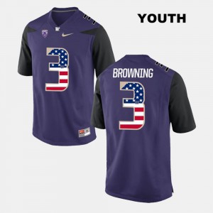 #3 Purple US Flag Fashion Kids Jake Browning Washington Jersey 783028-901