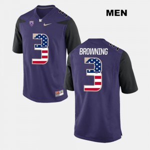 Purple Jake Browning Washington Jersey #3 US Flag Fashion For Men's 487723-406