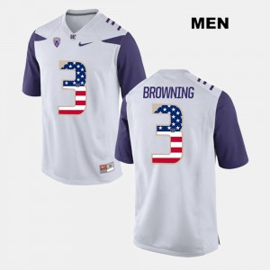 Men White #3 Jake Browning Washington Jersey US Flag Fashion 176688-330