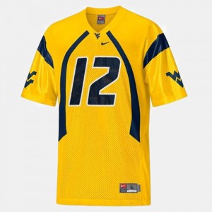 Geno Smith WVU Jersey For Men's College Football #12 Gold 917761-478