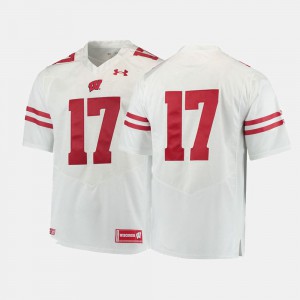 #17 Wisconsin Jersey For Men's College Football White 517567-846