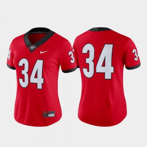 #34 UGA Jersey Red Womens College Football Game 270349-111