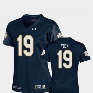 Justin Yoon Notre Dame Jersey Replica Navy Womens #19 College Football 948008-561
