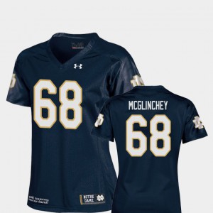 College Football #68 Replica Mike McGlinchey Notre Dame Jersey Navy Women 852253-778