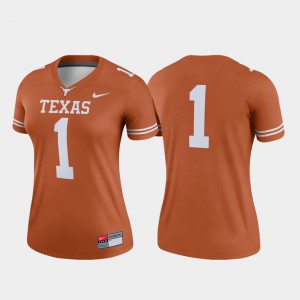Legend Texas Jersey #1 College Football Ladies Texas Orange 181210-874