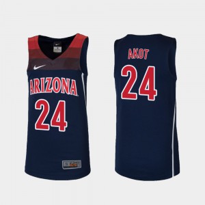 For Kids #24 College Basketball Emmanuel Akot Arizona Jersey Replica Navy 850544-627