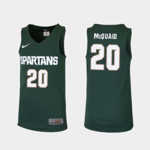Matt McQuaid MSU Jersey College Basketball Green #20 Youth(Kids) Replica 156832-664