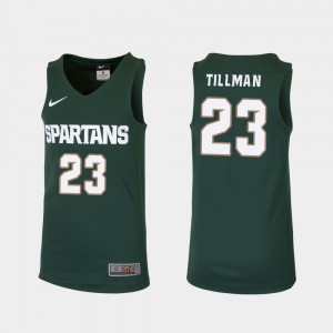 #23 Green Youth(Kids) Replica Xavier Tillman MSU Jersey College Basketball 317160-521