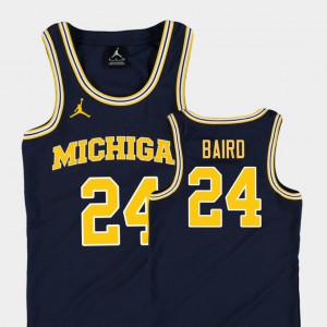 Navy C.J. Baird Michigan Jersey #24 Replica College Basketball Jordan Youth 906334-220