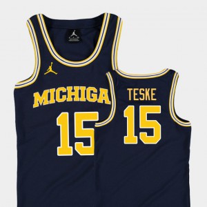#15 Youth(Kids) Navy Replica Jon Teske Michigan Jersey College Basketball Jordan 875065-692