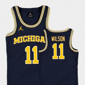 Luke Wilson Michigan Jersey Navy College Basketball Jordan Replica #11 Kids 806706-847