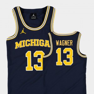 Moritz Wagner Michigan Jersey #13 College Basketball Jordan Navy Kids Replica 215653-563