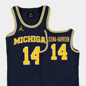 Navy College Basketball Jordan Replica Youth Rico Ozuna-Harrison Michigan Jersey #14 247317-895
