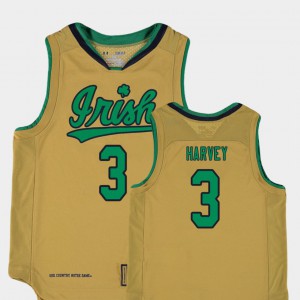 Gold Youth(Kids) #3 College Basketball Special Games Replica D.J. Harvey Notre Dame Jersey 210030-690