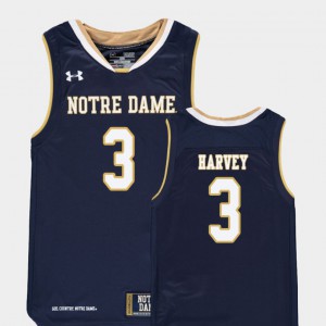 #3 Youth D.J. Harvey Notre Dame Jersey Navy College Basketball Replica 992328-209
