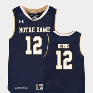 Elijah Burns Notre Dame Jersey College Basketball Navy Kids Replica #12 288069-359