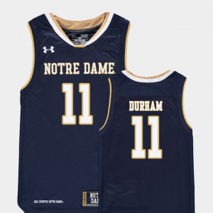 Replica #11 College Basketball Navy Juwan Durham Notre Dame Jersey Youth 852941-317