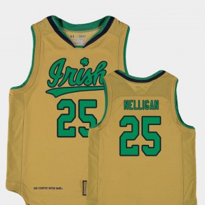 #25 Youth College Basketball Special Games Gold Replica Liam Nelligan Notre Dame Jersey 703495-322