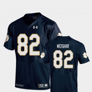 #82 College Football Nic Weishar Notre Dame Jersey Navy Replica Youth(Kids) 715312-432
