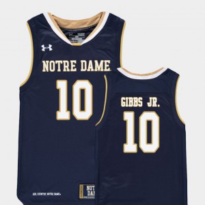 Navy TJ Gibbs Jr. Notre Dame Jersey #10 College Basketball Youth(Kids) Replica 311547-367