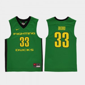 #33 Francis Okoro Oregon Jersey Kids Replica College Basketball Green 757526-222