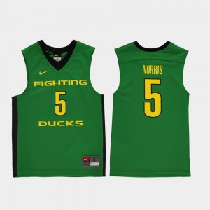 #5 Green College Basketball Miles Norris Oregon Jersey Kids Replica 234652-785