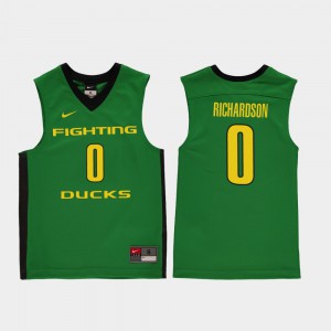 Will Richardson Oregon Jersey Green #0 Replica Youth College Basketball 509488-367