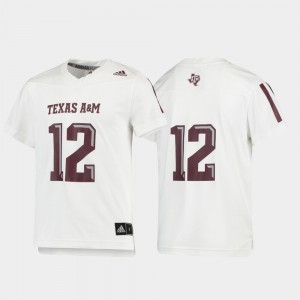 Replica #12 Texas A&M Jersey Kids White Football 334226-129