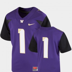 For Kids Team Replica Purple Washington Jersey #1 College Football 140314-452