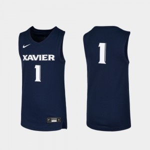 #1 Xavier Jersey Navy Replica For Kids Basketball 910893-316